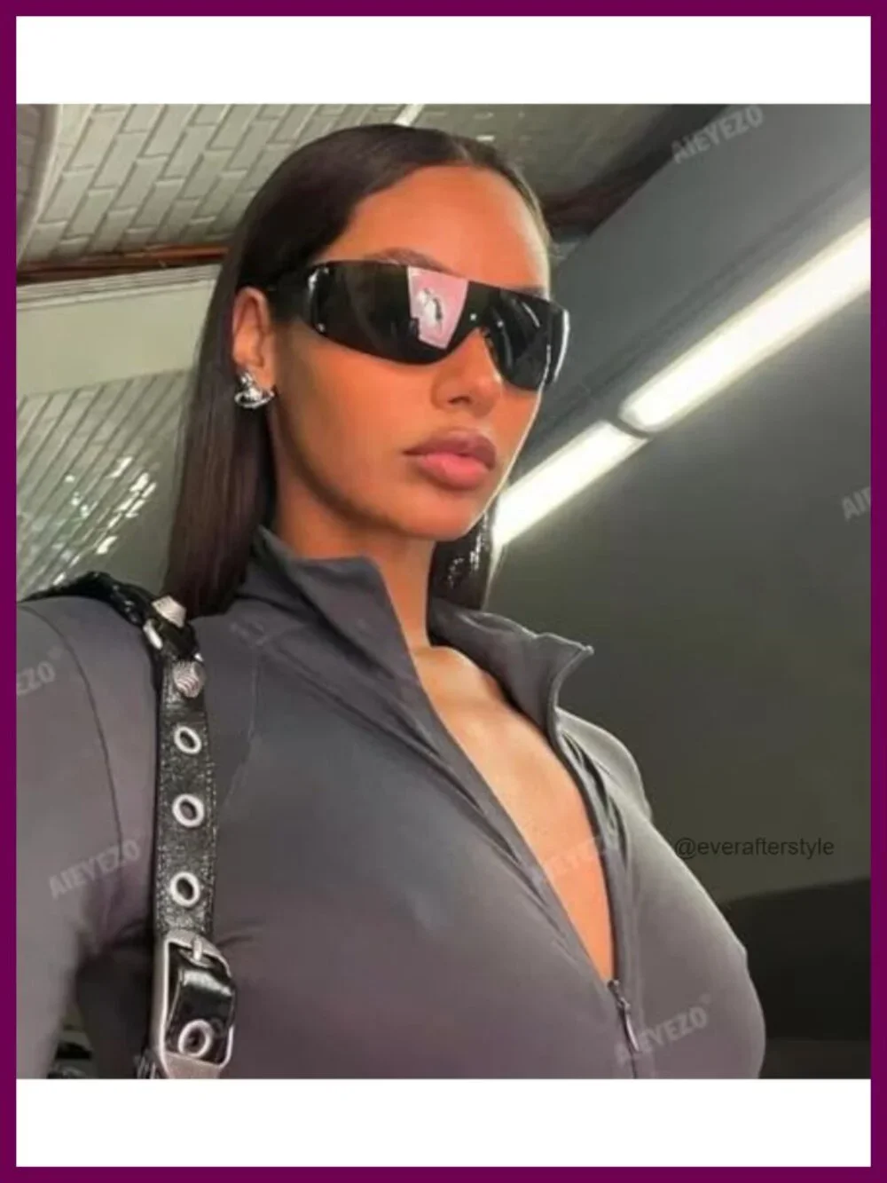 Oversized Wrap Around Polarized Sunglasses UV400 Protection Rimless